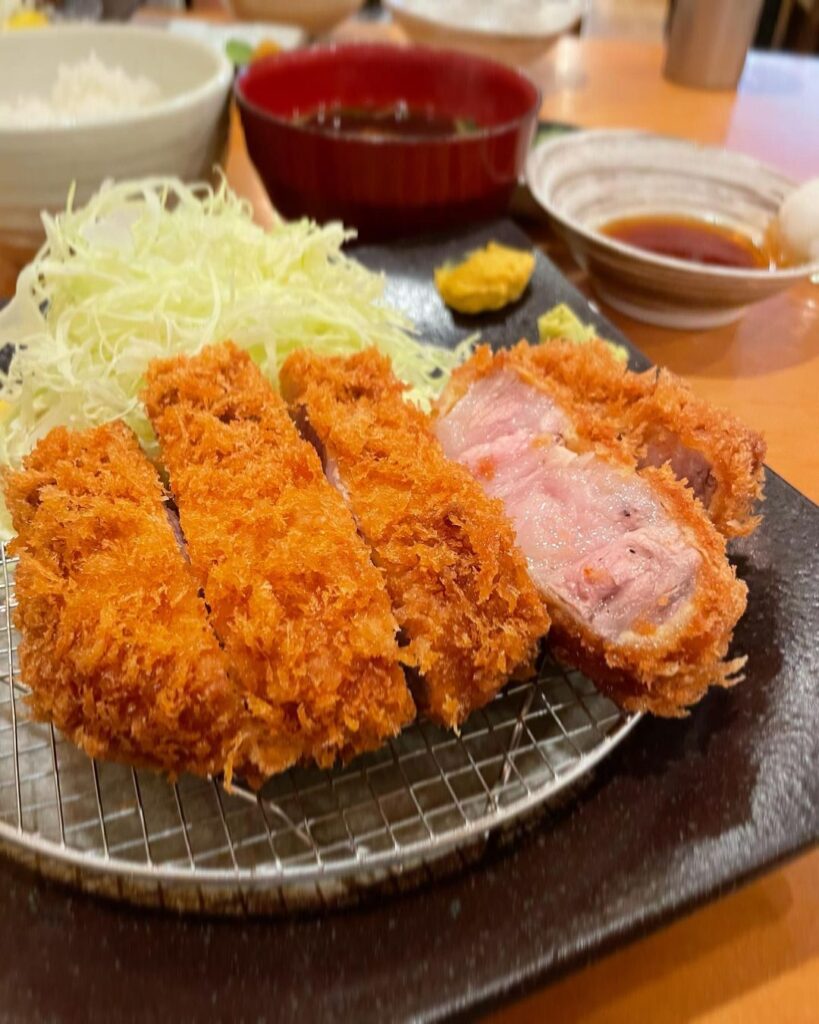 Juicy Japanese Tonkatsu with diced cabbage
