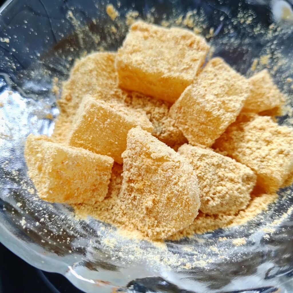 Warabi Mochi covered in Kinako powder